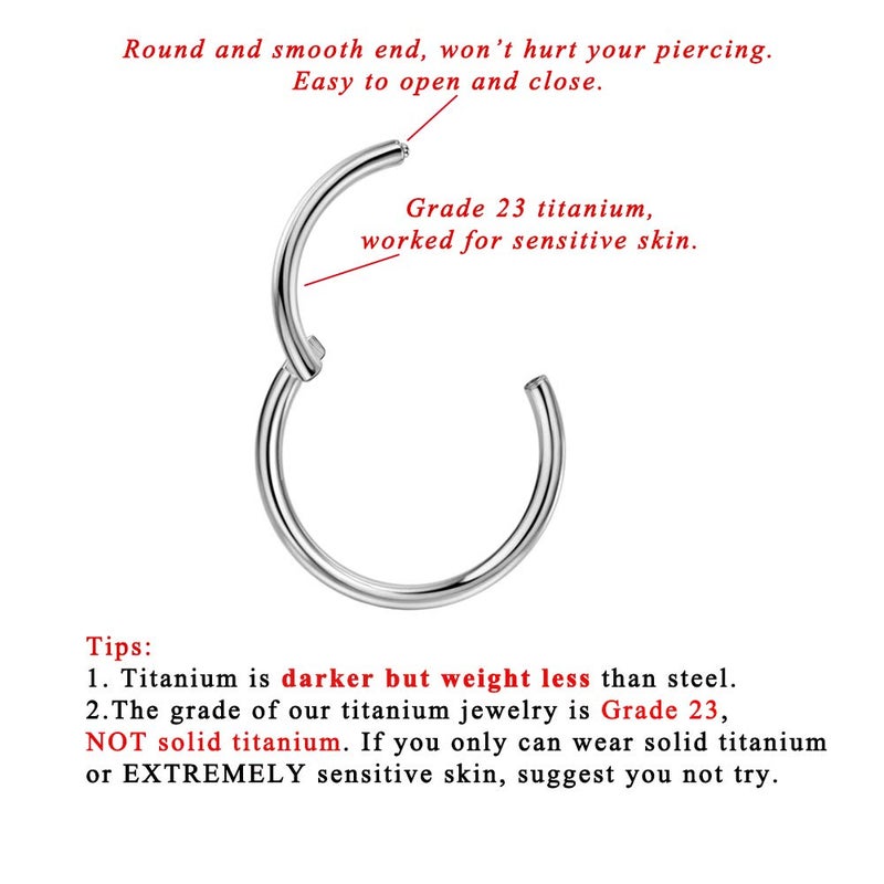 FANSING 20g 6mm Nose Hoop Titanium Cartilage Earring Hoop Small Nose Ring 20g Nose Rings Hoop 20 Gauge Forward Helix Earring Hoop Tragus Earrings Small Hoop Earrings 6mm Nose Hoop - Image 2